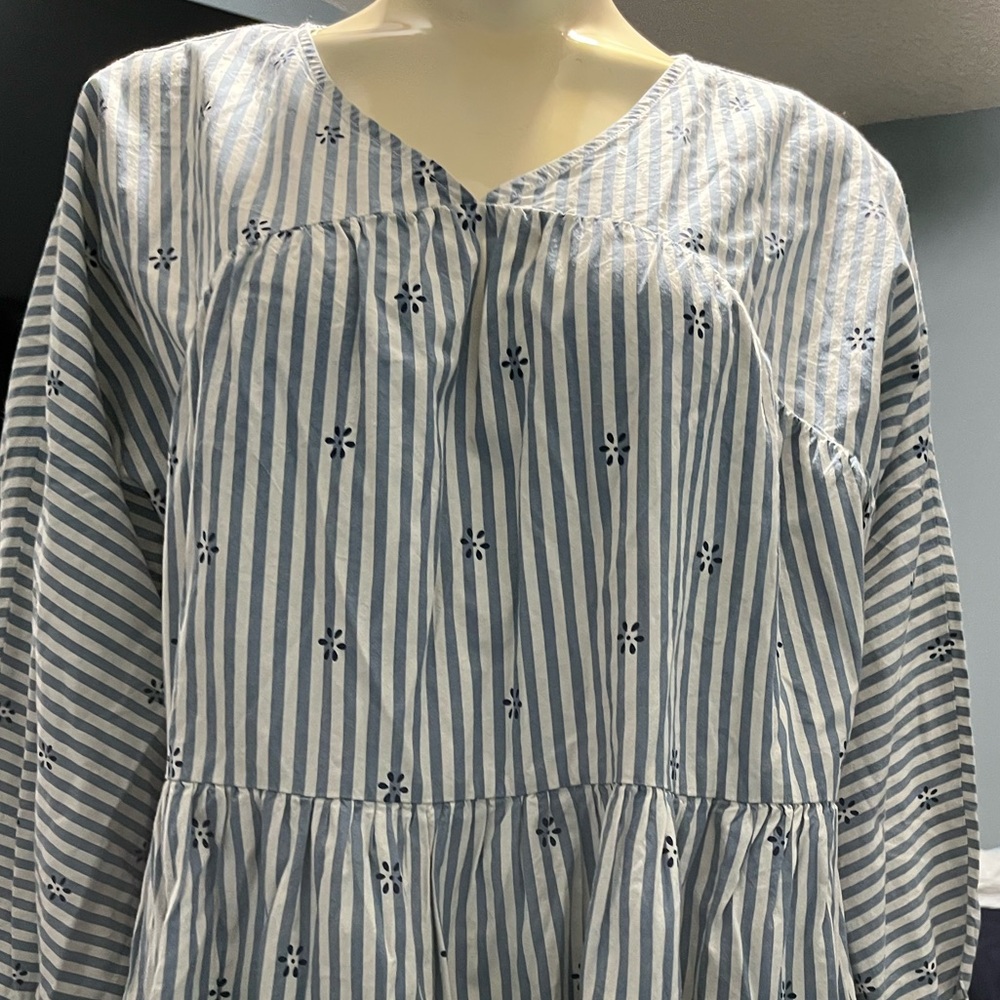 Madewell v-neck tiered mini dress coastal blue - Picture 4 of 8